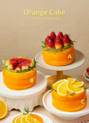 Fresh orange-glazed cake with multiple topping options - strawberries or orange slices - 1 pound cake add-on gift Bangkok | DP FLOWERS BANGKOK