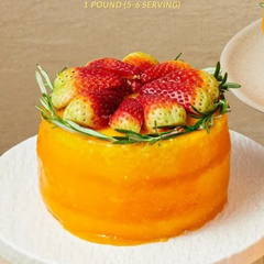 Fresh orange-glazed cake with multiple topping options - strawberries or orange slices - 1 pound cake add-on gift Bangkok | DP FLOWERS BANGKOK