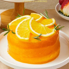 Fresh orange-glazed cake with multiple topping options - strawberries or orange slices - 1 pound cake add-on gift Bangkok | DP FLOWERS BANGKOK