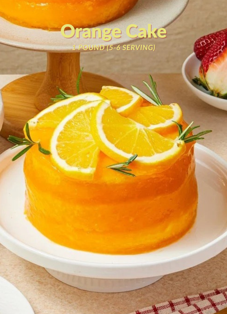 Fresh orange-glazed cake with multiple topping options - strawberries or orange slices - 1 pound cake add-on gift Bangkok | DP FLOWERS BANGKOK