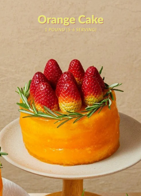 Fresh orange-glazed cake with multiple topping options - strawberries or orange slices - 1 pound cake add-on gift Bangkok | DP FLOWERS BANGKOK